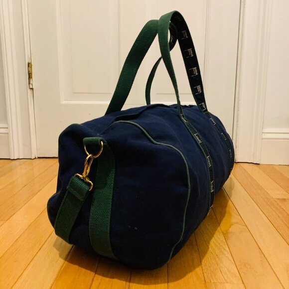 21” Goldman Sachs Canvas Duffel Green & Navy Banker Bag - Picture 7 of 16
